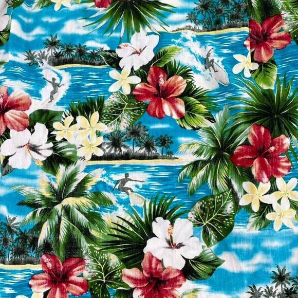 Blue Hawaii Vintage Hawaiian Shirt Mens Size Med Aloha Surf Hibiscus Multicolor‎ - Picture 10 of 10